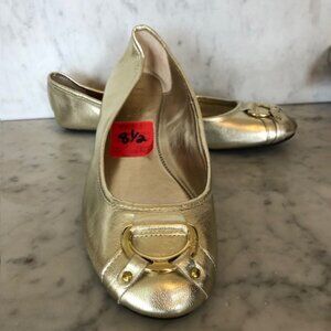 RALPH LAUREN Abigale Leather Gold Flat 8.5 B